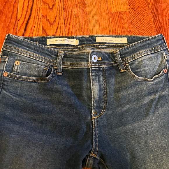 Anthropologie Jeans Pilcro Tapestry Patches Slim Boyfriend Jeans Sz 26 - Picture 5 of 7